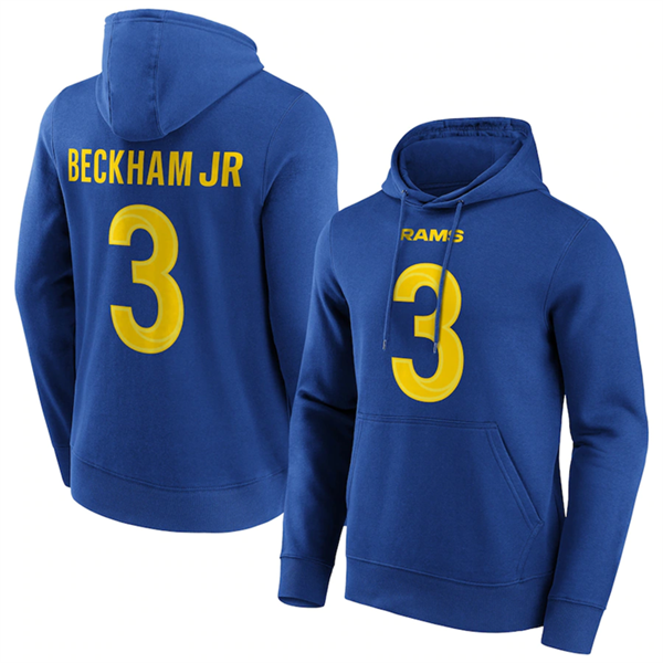 Men's Blue Los Angeles Rams #3 Odell Beckham Jr. Hoodie